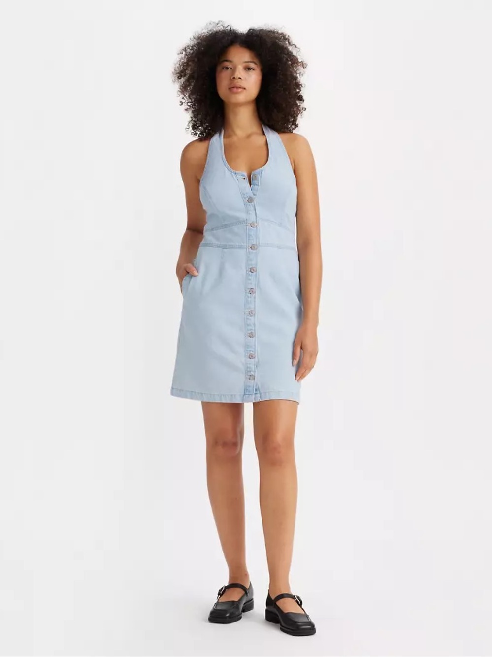 Levi’s Size L Janeesah Halter Dress Light Wash